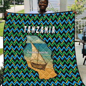Tanzania Coastal Life Quilt - Swahili Dhow Boat and Tribal Pattern