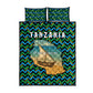 Tanzania Coastal Life Quilt Bed Set - Swahili Dhow Boat and Tribal Pattern