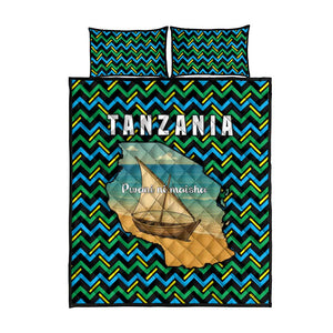 Tanzania Coastal Life Quilt Bed Set - Swahili Dhow Boat and Tribal Pattern