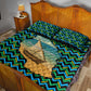 Tanzania Coastal Life Quilt Bed Set - Swahili Dhow Boat and Tribal Pattern