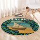 Tanzania Coastal Life Round Carpet - Swahili Dhow Boat and Tribal Pattern