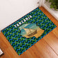 Tanzania Coastal Life Rubber Doormat - Swahili Dhow Boat and Tribal Pattern