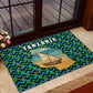 Tanzania Coastal Life Rubber Doormat - Swahili Dhow Boat and Tribal Pattern