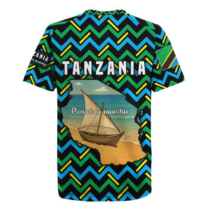 Tanzania Coastal Life Rugby Jersey - Swahili Dhow Boat and Tribal Pattern
