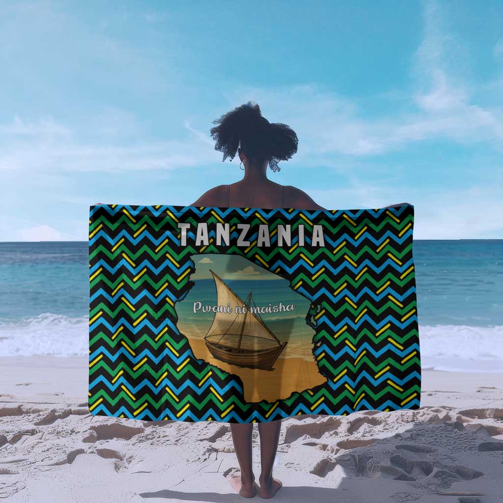Tanzania Coastal Life Sarong - Swahili Dhow Boat and Tribal Pattern