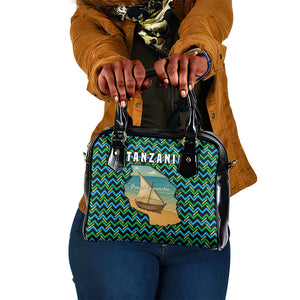 Tanzania Coastal Life Shoulder Handbag - Swahili Dhow Boat and Tribal Pattern
