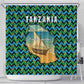 Tanzania Coastal Life Shower Curtain - Swahili Dhow Boat and Tribal Pattern