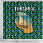 Tanzania Coastal Life Shower Curtain - Swahili Dhow Boat and Tribal Pattern