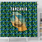 Tanzania Coastal Life Shower Curtain - Swahili Dhow Boat and Tribal Pattern