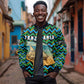Tanzania Coastal Life Sleeve Zip Bomber Jacket - Swahili Dhow Boat and Tribal Pattern