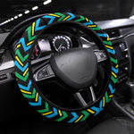Tanzania Coastal Life Steering Wheel Cover - Swahili Dhow Boat and Tribal Pattern