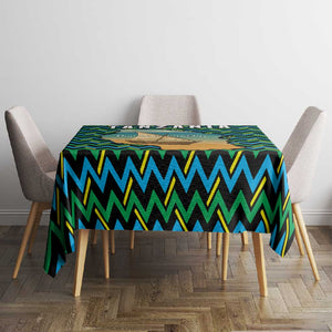 Tanzania Coastal Life Tablecloth - Swahili Dhow Boat and Tribal Pattern