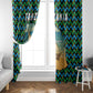 Tanzania Coastal Life Window Curtain - Swahili Dhow Boat and Tribal Pattern