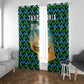Tanzania Coastal Life Window Curtain - Swahili Dhow Boat and Tribal Pattern
