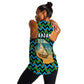 Tanzania Coastal Life Women Racerback Tank - Swahili Dhow Boat and Tribal Pattern