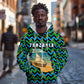 Tanzania Coastal Life Zip Hoodie - Swahili Dhow Boat and Tribal Pattern