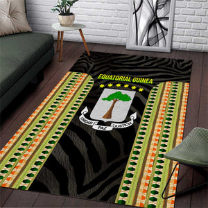Equatorial Guinea Heritage Area Rug - National Emblem and Tribal Zebra Print