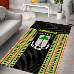 Equatorial Guinea Heritage Area Rug - National Emblem and Tribal Zebra Print