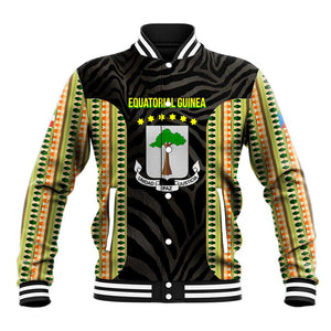 Equatorial Guinea Heritage Baseball Jacket - National Emblem and Tribal Zebra Print