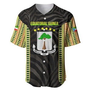 Equatorial Guinea Heritage Baseball Jersey - National Emblem and Tribal Zebra Print