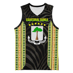 Equatorial Guinea Heritage Basketball Jersey - National Emblem and Tribal Zebra Print - African Pride