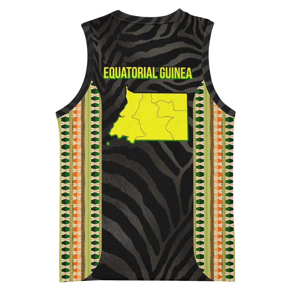 Equatorial Guinea Heritage Basketball Jersey - National Emblem and Tribal Zebra Print TS04
