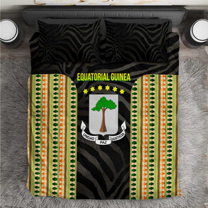 Equatorial Guinea Heritage Bedding Set - National Emblem and Tribal Zebra Print
