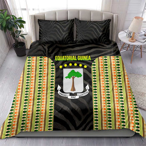 Equatorial Guinea Heritage Bedding Set - National Emblem and Tribal Zebra Print