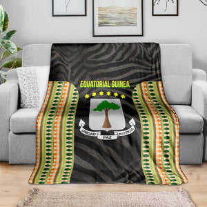 Equatorial Guinea Heritage Blanket - National Emblem and Tribal Zebra Print