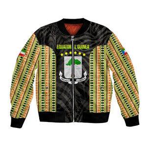 Equatorial Guinea Heritage Bomber Jacket - National Emblem and Tribal Zebra Print