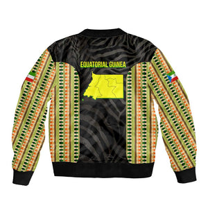 Equatorial Guinea Heritage Bomber Jacket - National Emblem and Tribal Zebra Print