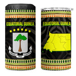 Equatorial Guinea Heritage 4 in 1 Can Cooler Tumbler - National Emblem and Tribal Zebra Print