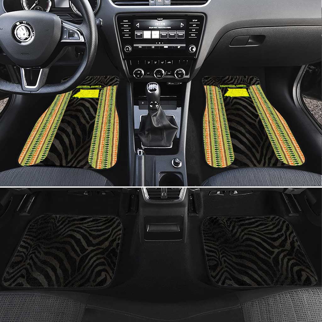 Equatorial Guinea Heritage Car Mats - National Emblem and Tribal Zebra Print