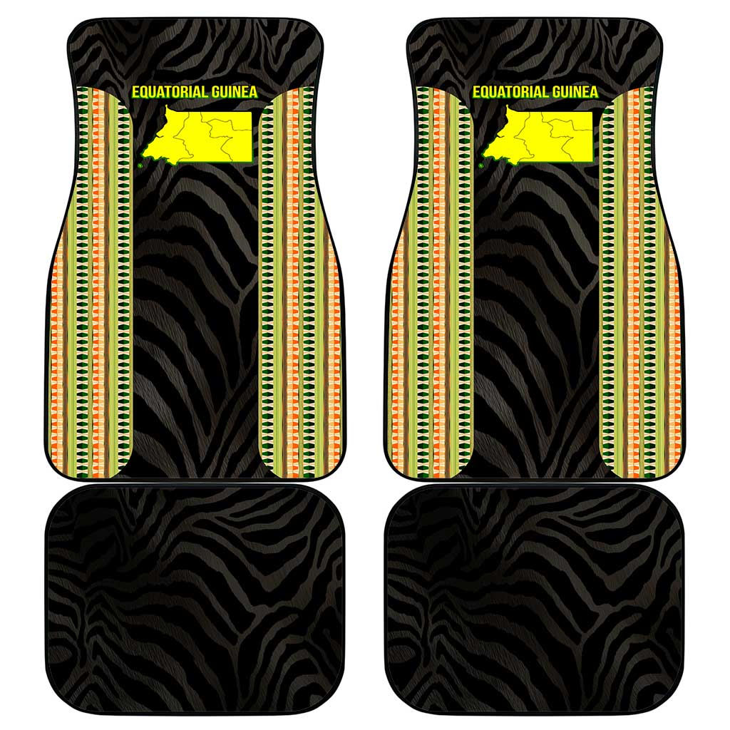 Equatorial Guinea Heritage Car Mats - National Emblem and Tribal Zebra Print