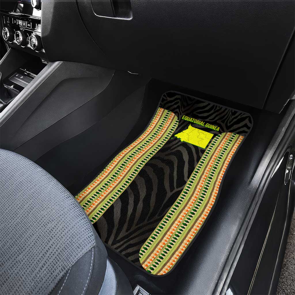 Equatorial Guinea Heritage Car Mats - National Emblem and Tribal Zebra Print
