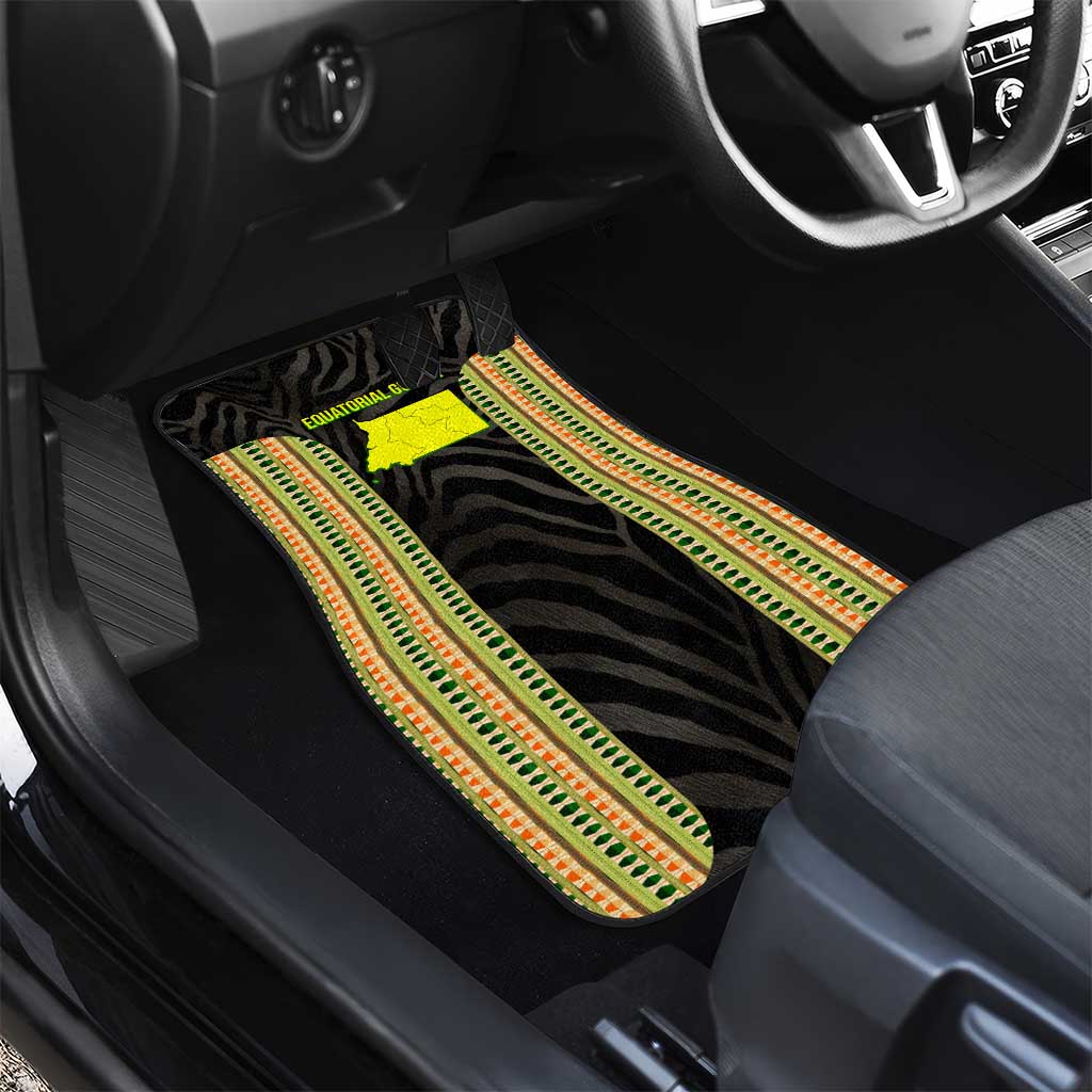 Equatorial Guinea Heritage Car Mats - National Emblem and Tribal Zebra Print