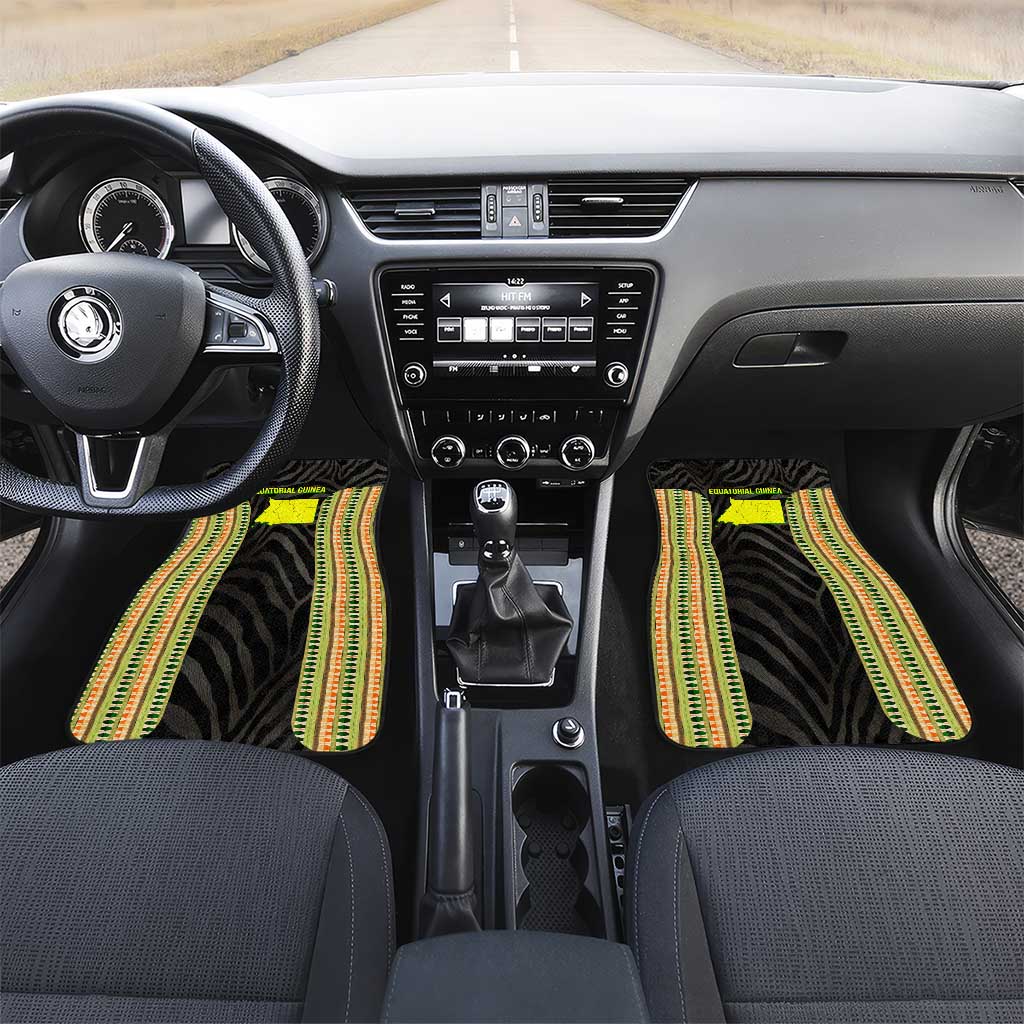 Equatorial Guinea Heritage Car Mats - National Emblem and Tribal Zebra Print