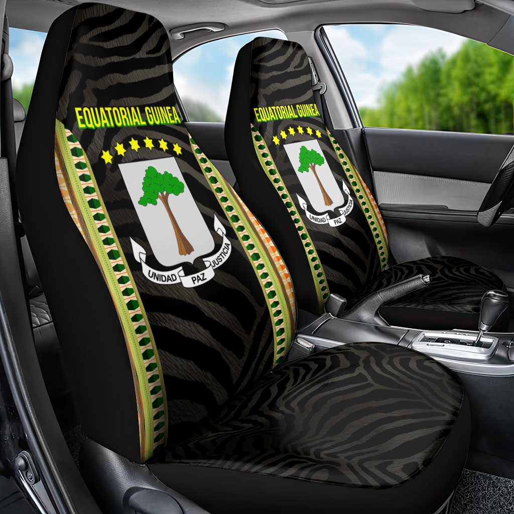 Equatorial Guinea Heritage Car Seat Cover - National Emblem and Tribal Zebra Print