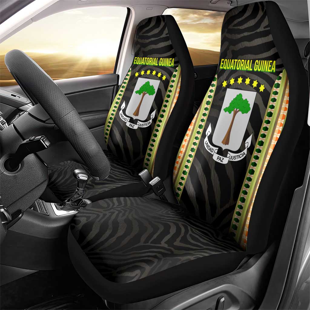Equatorial Guinea Heritage Car Seat Cover - National Emblem and Tribal Zebra Print