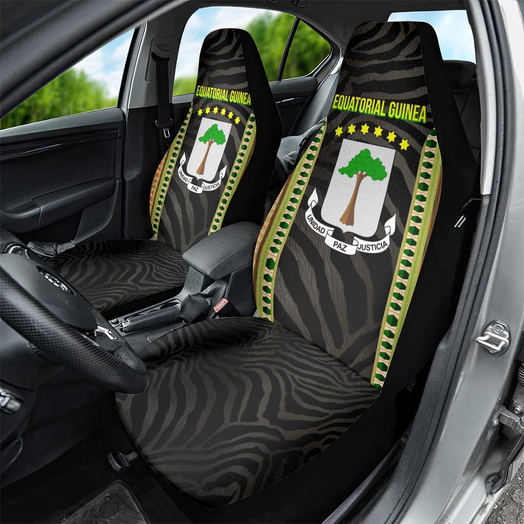 Equatorial Guinea Heritage Car Seat Cover - National Emblem and Tribal Zebra Print