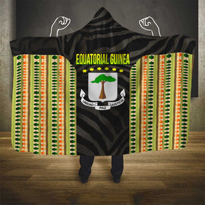 Equatorial Guinea Heritage Hooded Blanket - National Emblem and Tribal Zebra Print