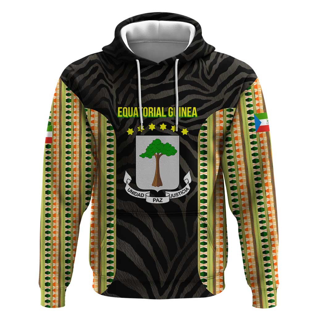 Equatorial Guinea Heritage Hoodie - National Emblem and Tribal Zebra Print