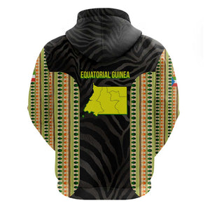 Equatorial Guinea Heritage Hoodie - National Emblem and Tribal Zebra Print