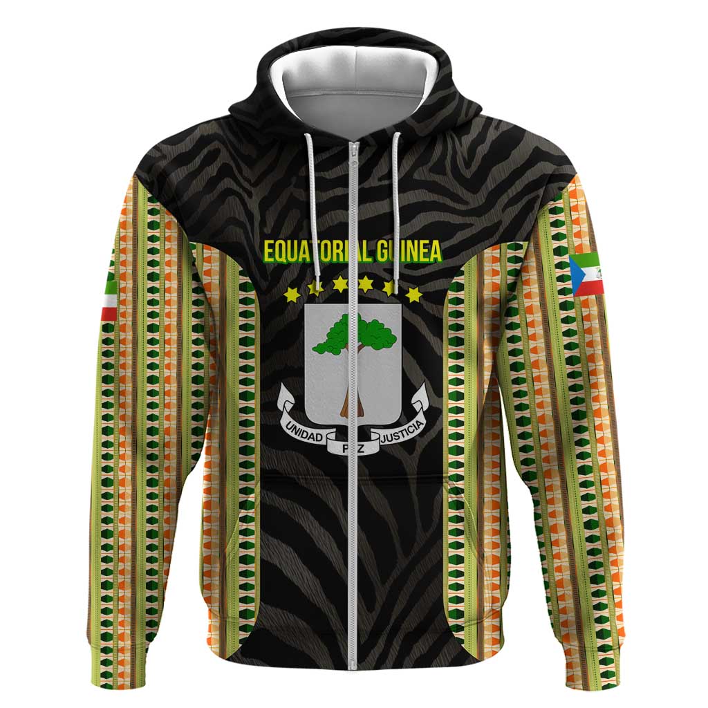 Equatorial Guinea Heritage Hoodie - National Emblem and Tribal Zebra Print