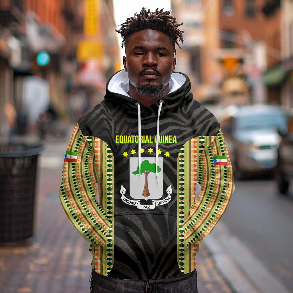 Equatorial Guinea Heritage Hoodie - National Emblem and Tribal Zebra Print