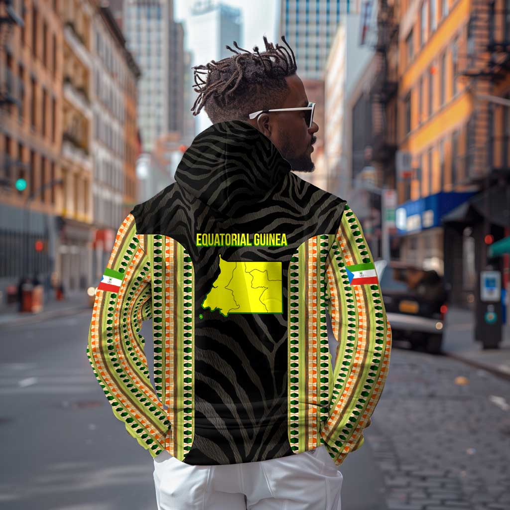 Equatorial Guinea Heritage Hoodie - National Emblem and Tribal Zebra Print