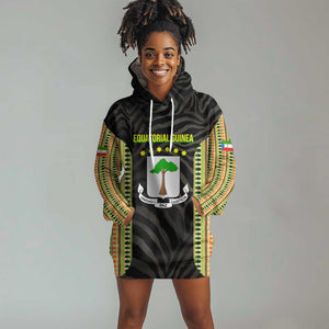 Equatorial Guinea Heritage Hoodie Dress - National Emblem and Tribal Zebra Print