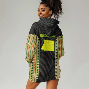 Equatorial Guinea Heritage Hoodie Dress - National Emblem and Tribal Zebra Print