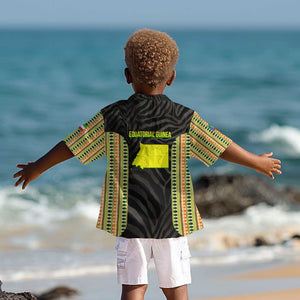 Equatorial Guinea Heritage Kid Hawaiian Shirt - National Emblem and Tribal Zebra Print