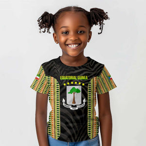 Equatorial Guinea Heritage Kid T shirt - National Emblem and Tribal Zebra Print